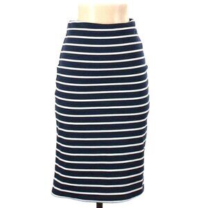 Soft Stretch Navy & White Stripe Pencil Skirt Size S Chic & Versatile Office